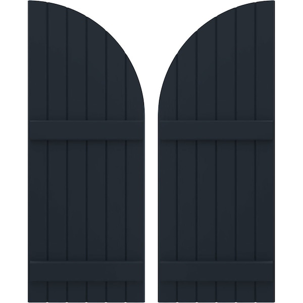 Ekena Millwork Americraft 6-Board (2 Batten) Wood Joined Board-n-Batten Shutters w/ Arch Top, ARW101BQ621X77OBH, PR ARW101BQ621X77OBH - main